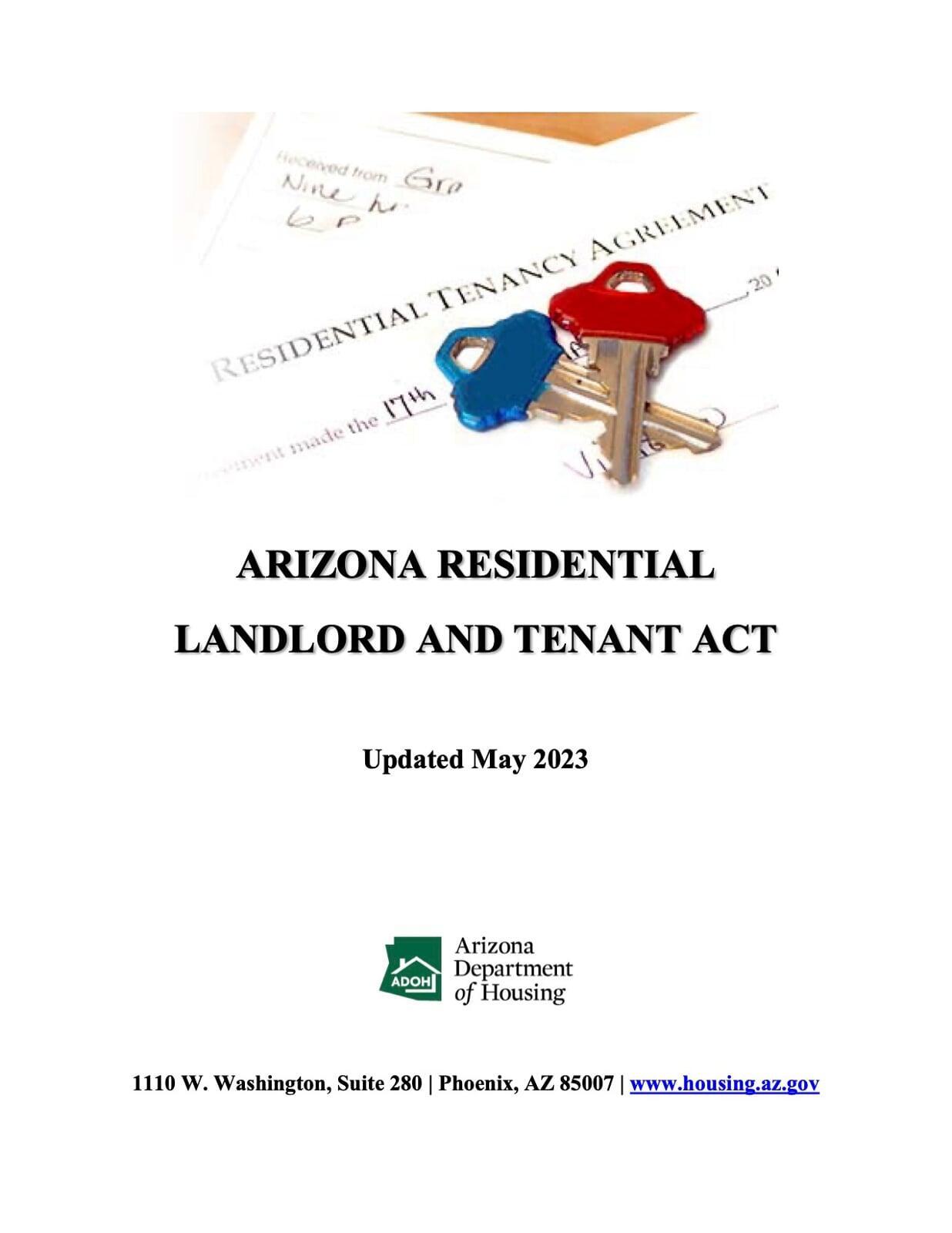 A sreenshot of the AZ Residential Landlord and Tenant Actwith a guide on what landlords need to know about tenant laws.
