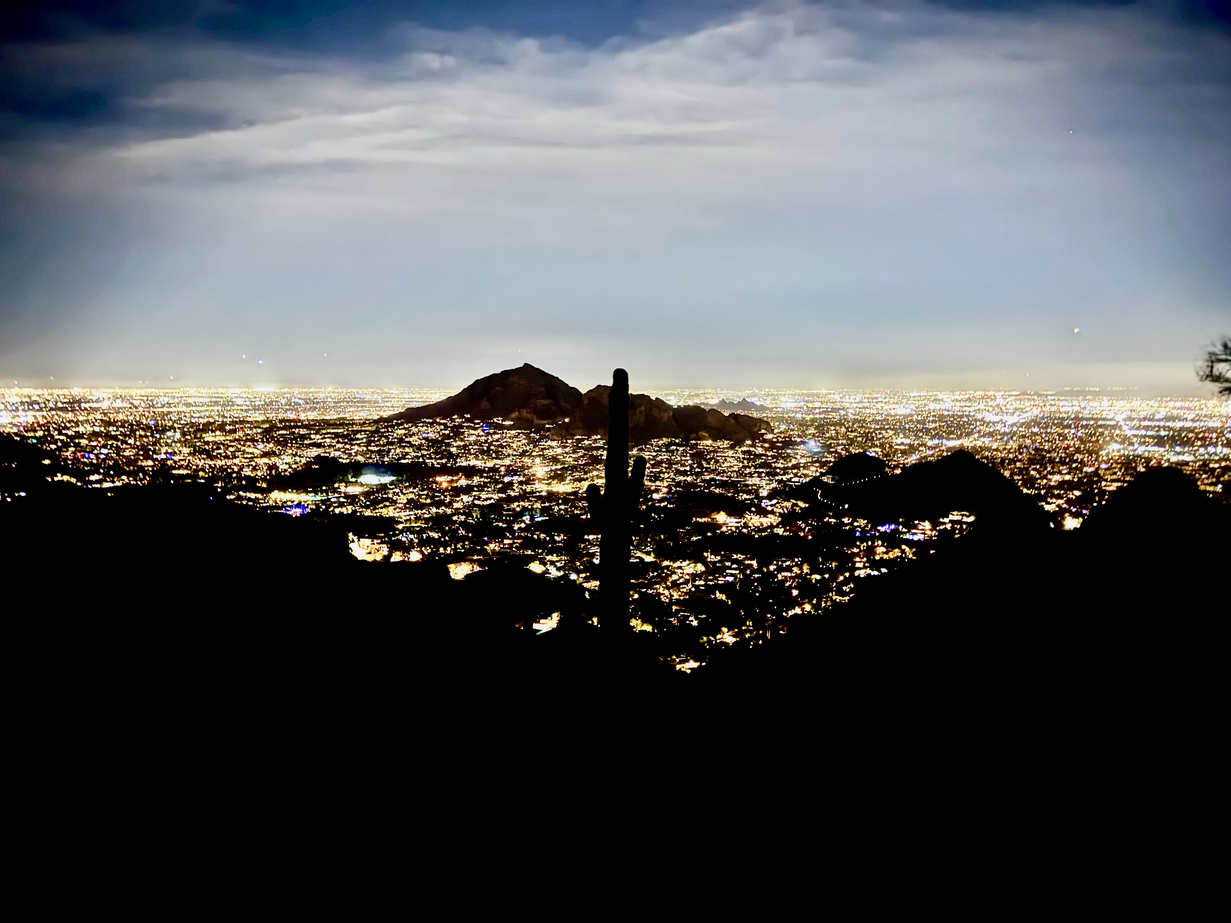 View from Dixie Peak towards Camelback Mountain in the Phoenix Mountain Preserve.